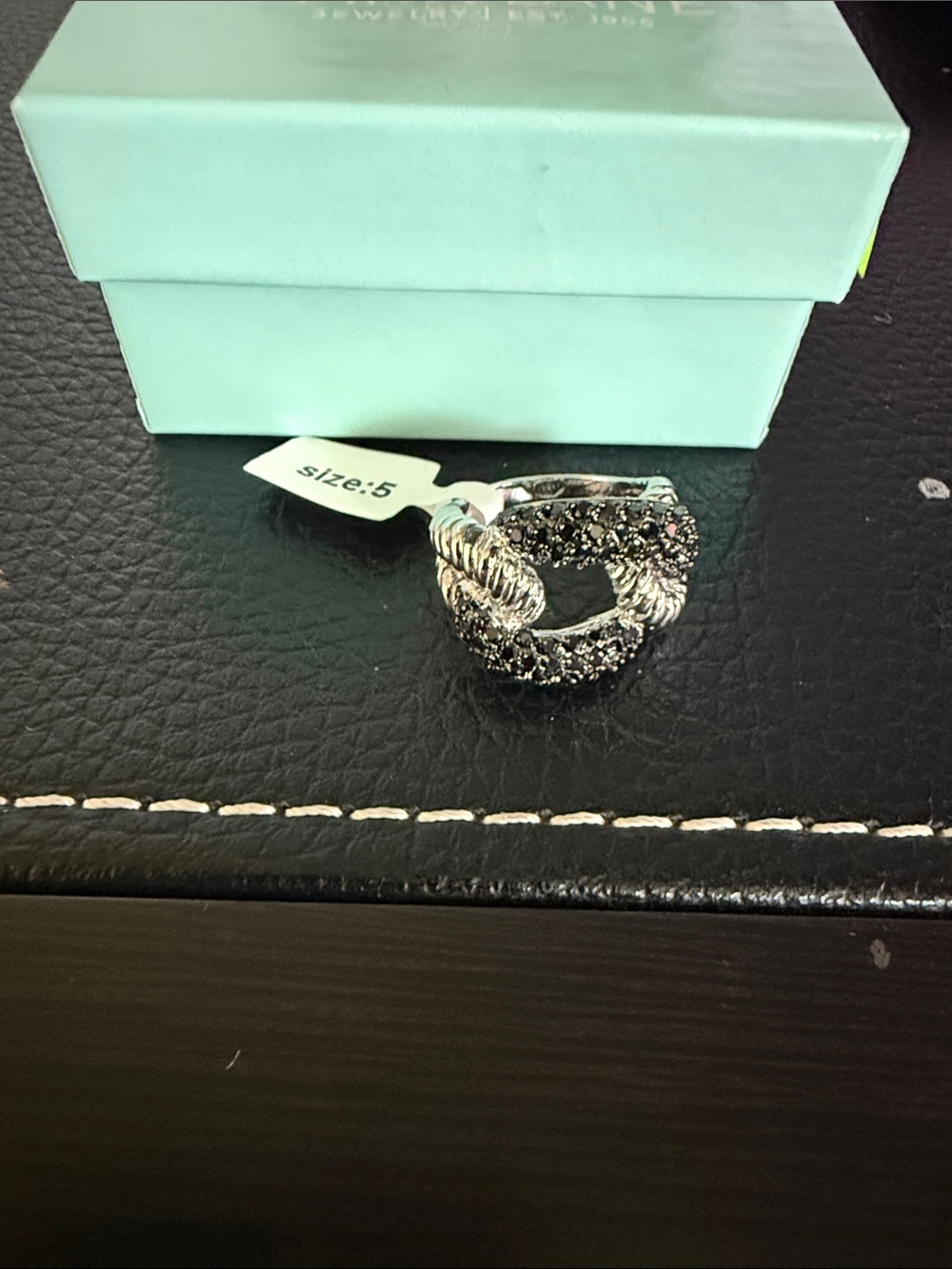 Park Lane BellagioTwisted Knot Ring with Black Crystal Accents